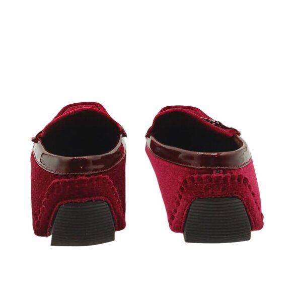 Amali Driving Loafers Mens 11 Burgundy Plush Velvet Horsebit Chain Moccasins - Picture 4 of 5